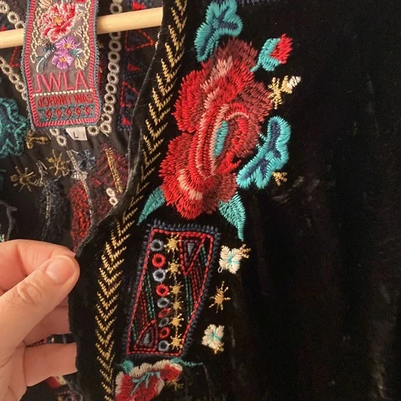 Johnny Was black velvet duster kimono jacket large read description: - Picture 5 of 10